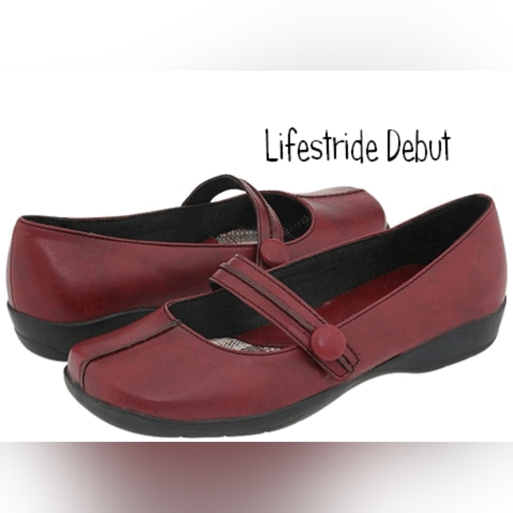 Red Mary Jane Flats Life Stride Debut Size 9 M
